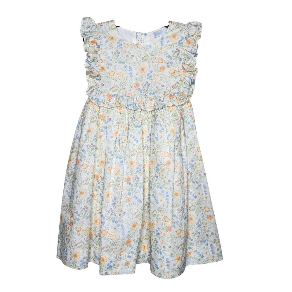 Edgehill Collection Rebecca Bahn Yellow Floral Summer Dress & Bow Girl's Size 6